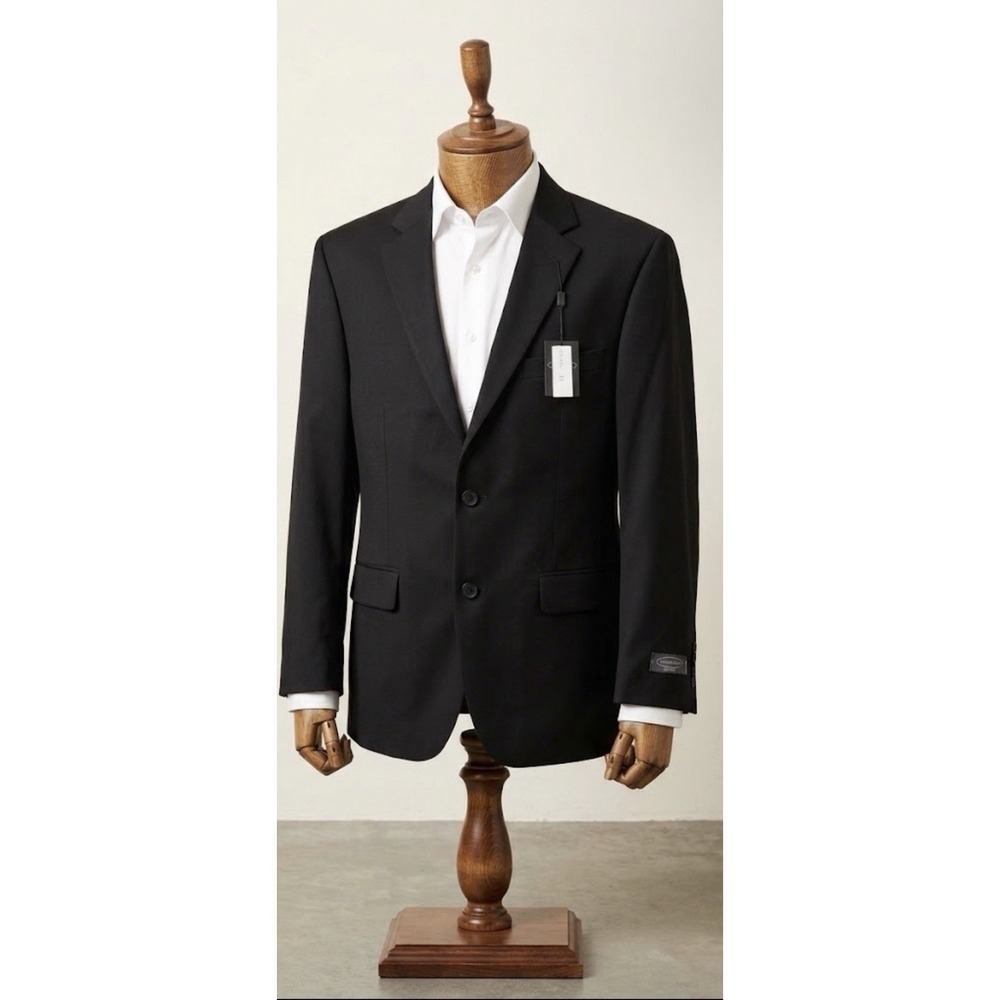 Pronto Uomo 100% Wool Sports Coat Platinum Size 41 Regular Black Blazer